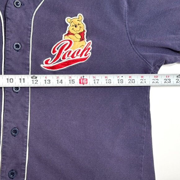 Vtg Disney Store Winnie the Pooh Baseball Jersey Adult Navy Blue Bee Stompers - Picture 9 of 10